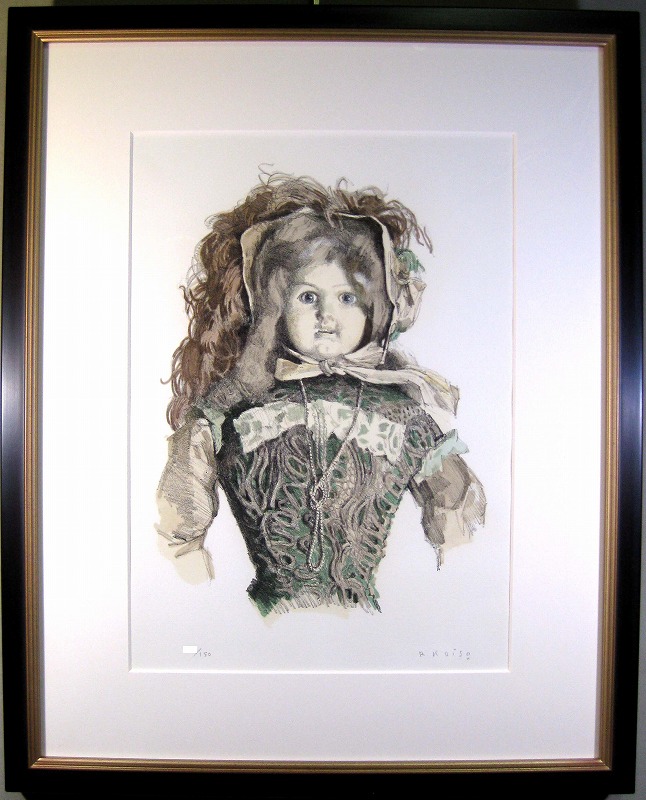 小磯良平　フランス人形・貴婦人の人形　1977年　絵画（リトグラフ）作品